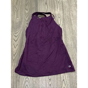 GapFit Womens Athletic Tank Top Built-In Bra Strappy Back Pullover Purple Size M